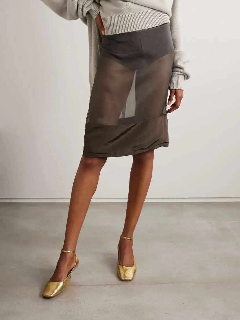 Calvin Klein Collection Mabel Satin-trimmed Organza Skirt | Thumbnail 3 Calvin Klein Collection Mabel Satin-trimmed Organza Skirt | Thumbnail 3