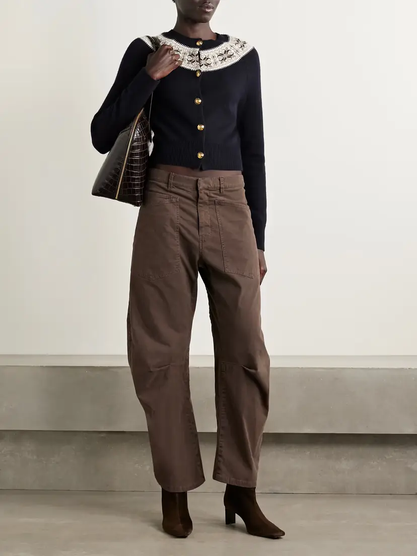 Nili Lotan Shon Brushed Stretch-cotton Twill Barrel-leg Pants | Thumbnail 2 Nili Lotan Shon Brushed Stretch-cotton Twill Barrel-leg Pants | Thumbnail 2