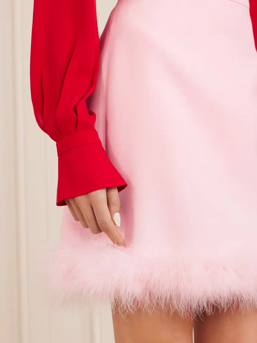 Valentino Garavani Feather-trimmed Wool And Silk-blend Crepe Mini Skirt | Thumbnail 5 Valentino Garavani Feather-trimmed Wool And Silk-blend Crepe Mini Skirt | Thumbnail 5