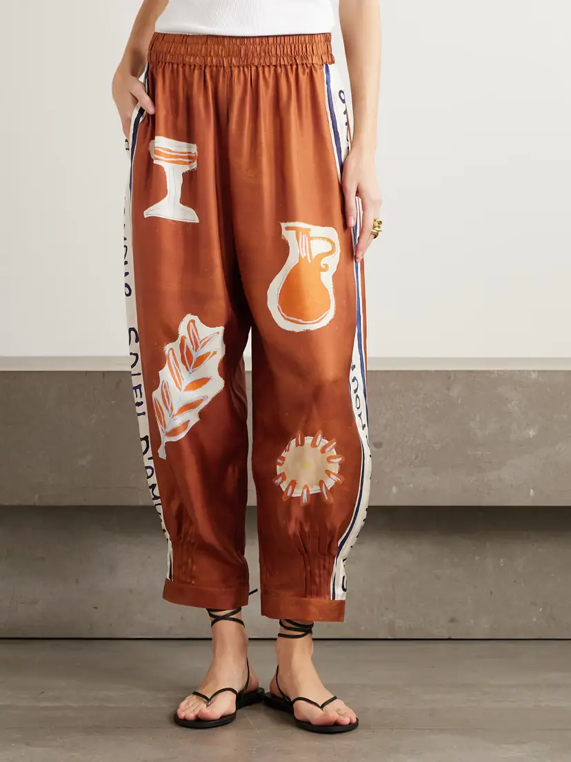 ALÉMAIS + Lrnce Soleil D'amour Printed Silk-twill Barrel-leg Pants | Thumbnail 3 ALÉMAIS + Lrnce Soleil D'amour Printed Silk-twill Barrel-leg Pants | Thumbnail 3