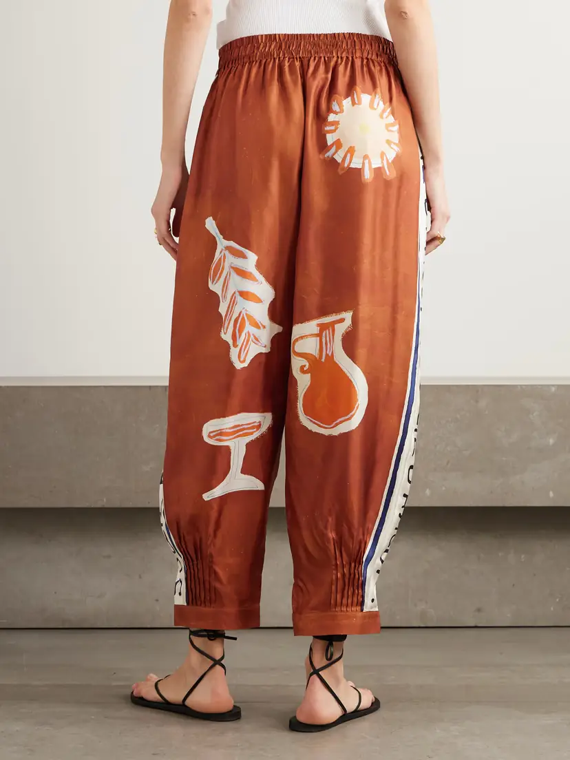 ALÉMAIS + Lrnce Soleil D'amour Printed Silk-twill Barrel-leg Pants | Thumbnail 4 ALÉMAIS + Lrnce Soleil D'amour Printed Silk-twill Barrel-leg Pants | Thumbnail 4