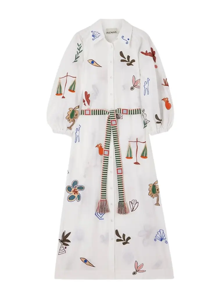 ALÉMAIS + Lrnce Mina Embroidered Ramie Midi Shirt Dress | Image 1 ALÉMAIS + Lrnce Mina Embroidered Ramie Midi Shirt Dress | Image 1