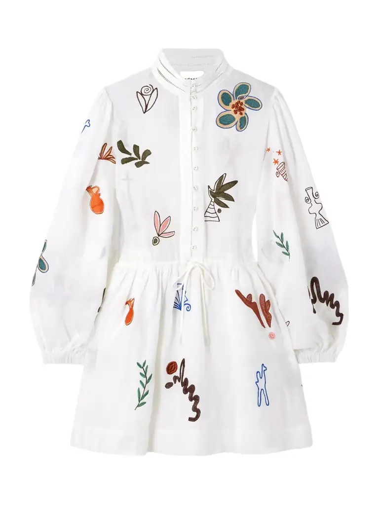 ALÉMAIS + Lrnce Mina Embroidered Ramie Mini Dress | Image 1 ALÉMAIS + Lrnce Mina Embroidered Ramie Mini Dress | Image 1