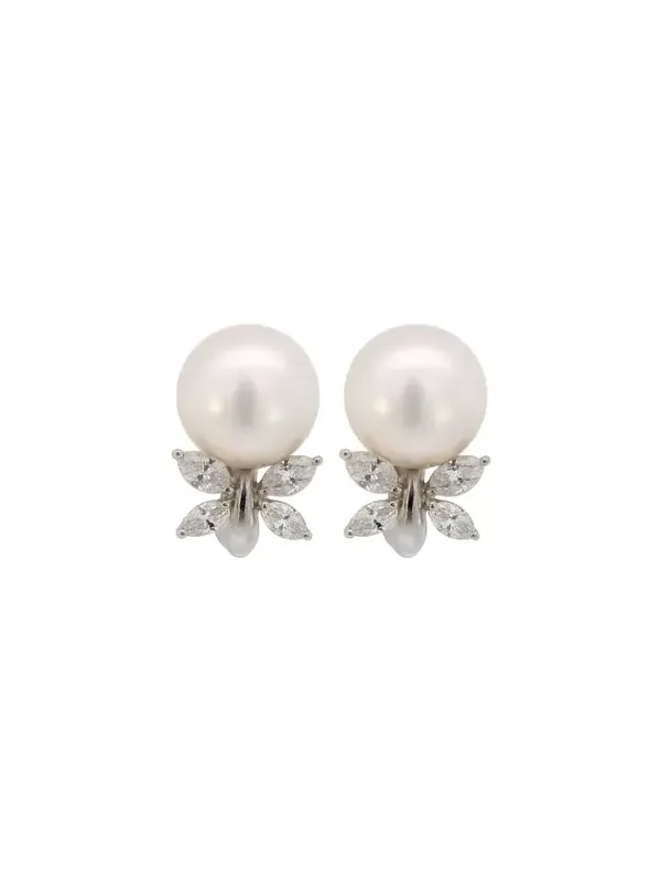 11.82ct Pearl Diamond 18K Gold Earrings