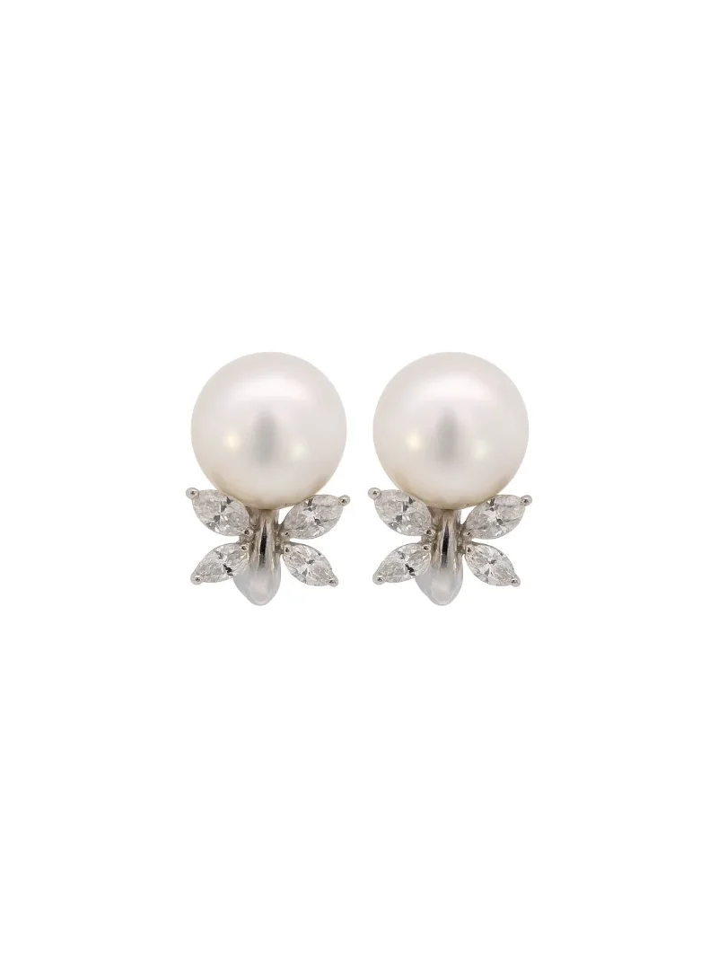 11.82ct Pearl Diamond 18K Gold Earrings