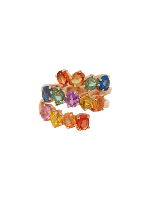 4.03ct Multi Sapphire 18K Gold Multi Row Ring 4.03ct Multi Sapphire 18K Gold Multi Row Ring