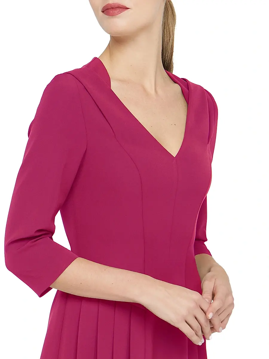 Kay Unger Women's Enola Stretch-Crepe V-Neck Midi-Dress | Thumbnail 7