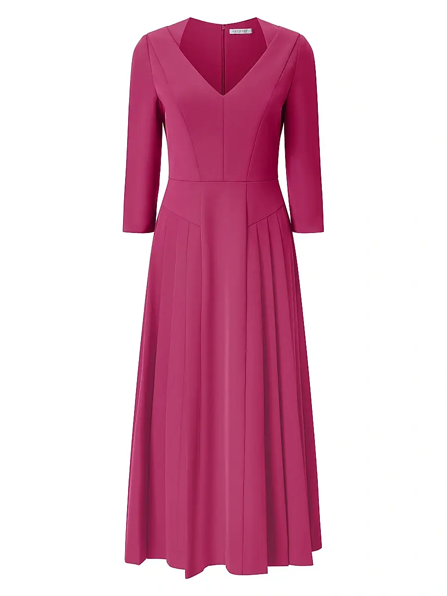 Kay Unger Women's Enola Stretch-Crepe V-Neck Midi-Dress - Sangria | Image 1 Kay Unger Women's Enola Stretch-Crepe V-Neck Midi-Dress - Sangria | Image 1