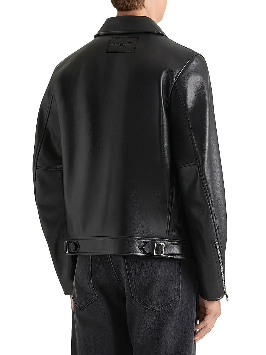 Givenchy Men's Biker Zipped Blouson in Leather - Black | Thumbnail 2