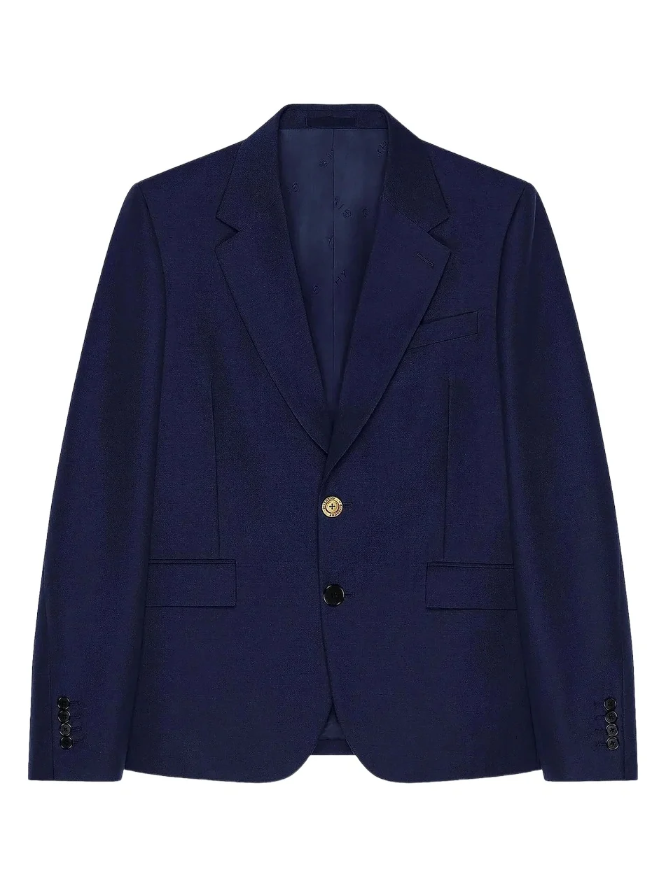Givenchy Men's Single-Breasted Blazer in Wool and Mohair - Navy
