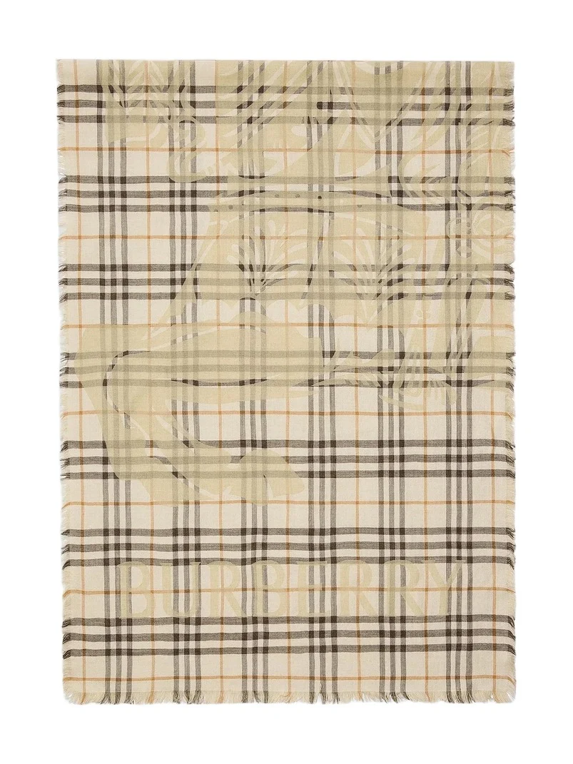 Women's Checked EKD Logo Wool-Silk Scarf Women's Checked EKD Logo Wool-Silk Scarf