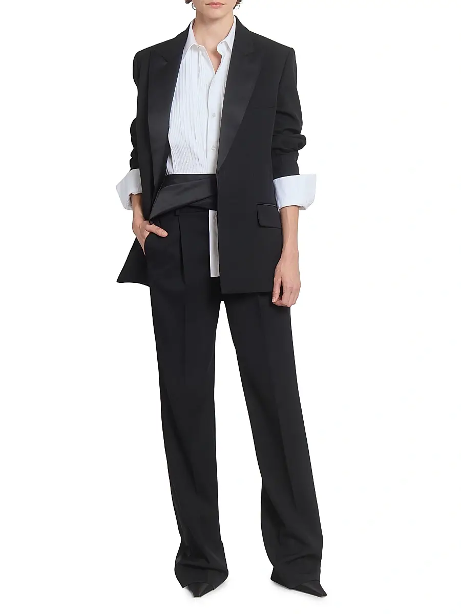 Victoria Beckham Women's Tailored Straight-Leg Trousers - Black | Thumbnail 2
