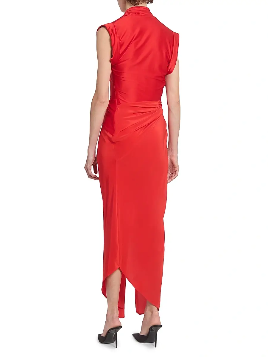 Victoria Beckham Women's Asymmetric Twist Silk Cocktail Dress - Cardinal Red | Thumbnail 5 Victoria Beckham Women's Asymmetric Twist Silk Cocktail Dress - Cardinal Red | Thumbnail 5