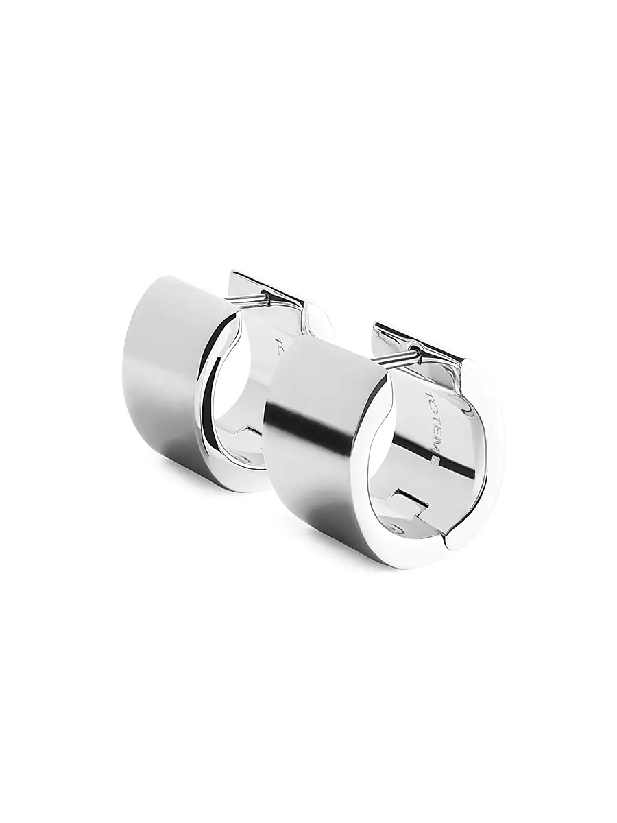 Toteme Women's Petite Signature Rhodium-Plated Hoop Earrings - Silver | Thumbnail 3 Toteme Women's Petite Signature Rhodium-Plated Hoop Earrings - Silver | Thumbnail 3