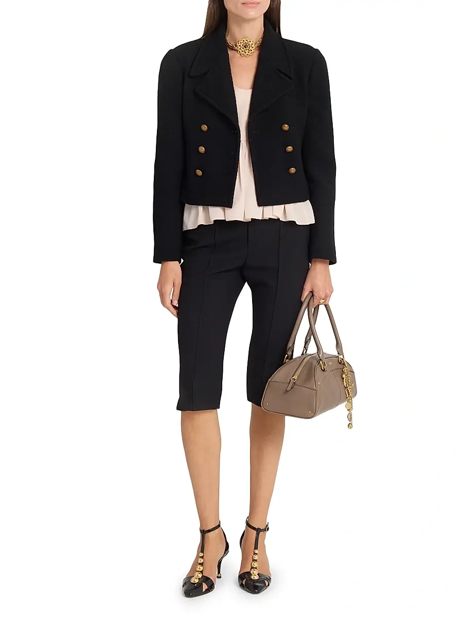 Chloé Women's Wool-Blend Double-Breasted Blazer - Black | Thumbnail 2 Chloé Women's Wool-Blend Double-Breasted Blazer - Black | Thumbnail 2