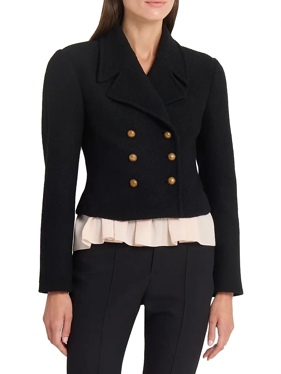 Chloé Women's Wool-Blend Double-Breasted Blazer - Black | Thumbnail 3 Chloé Women's Wool-Blend Double-Breasted Blazer - Black | Thumbnail 3