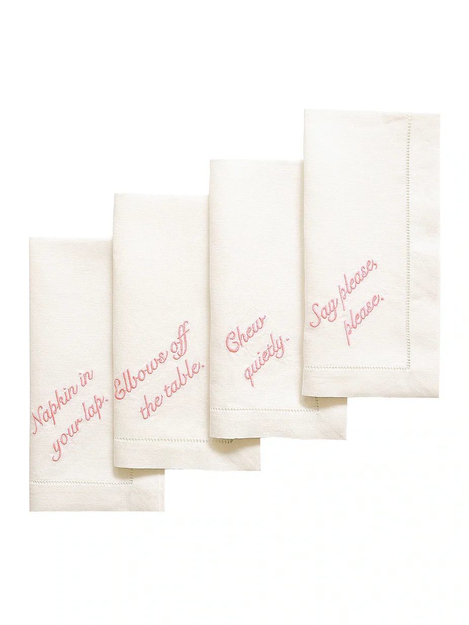 Pink Manners Dinner Napkins Set Of 4 Pink Manners Dinner Napkins Set Of 4