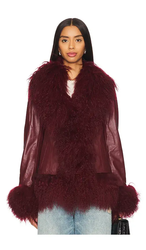 Susanna Chow Dorothy Leather Coat With Fur Trim | Thumbnail 2 Susanna Chow Dorothy Leather Coat With Fur Trim | Thumbnail 2