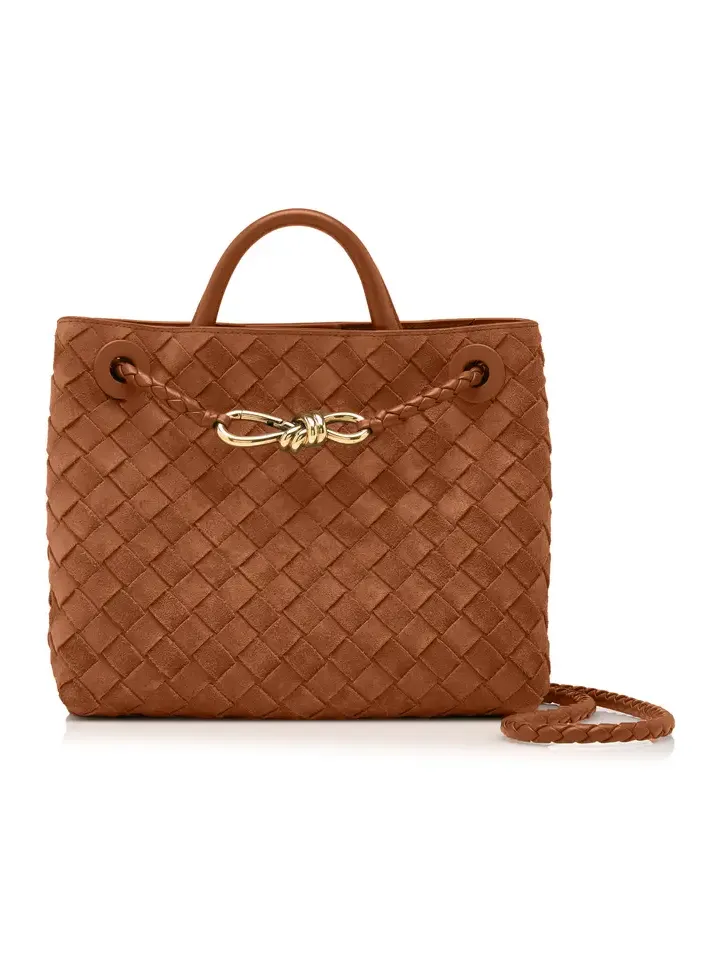 Small Andiamo Intrecciato Suede Bag Small Andiamo Intrecciato Suede Bag