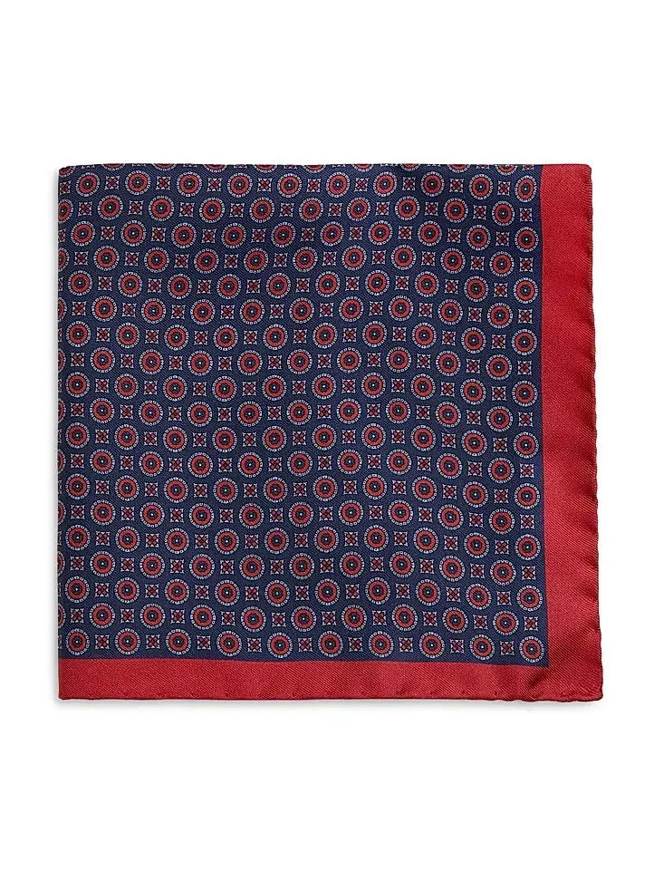 Saks Fifth Avenue Men's COLLECTION Circles & Squares Silk Pocket Square