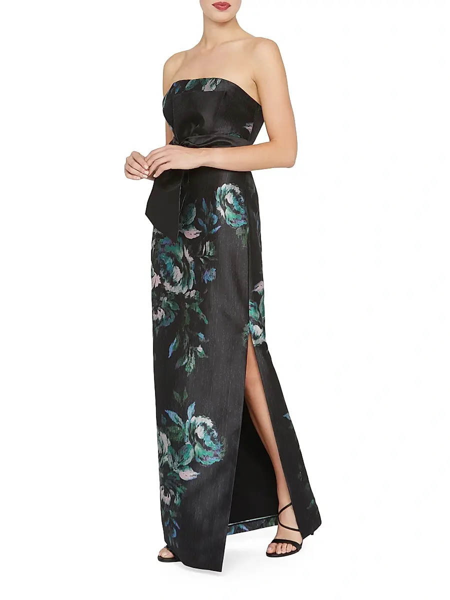 Kay Unger Women's Constance Floral Mikado Column Gown | Thumbnail 3 Kay Unger Women's Constance Floral Mikado Column Gown | Thumbnail 3
