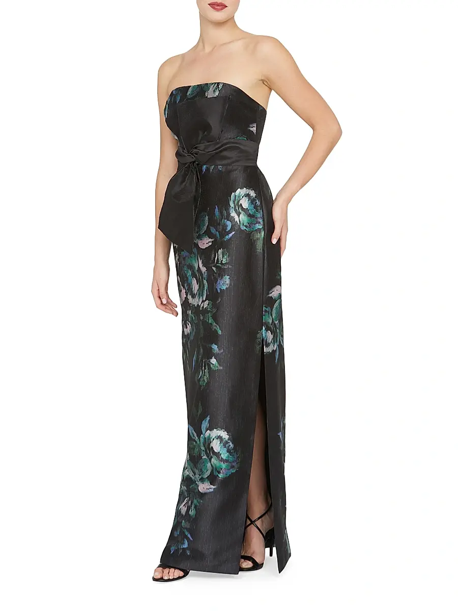Kay Unger Women's Constance Floral Mikado Column Gown | Thumbnail 5 Kay Unger Women's Constance Floral Mikado Column Gown | Thumbnail 5