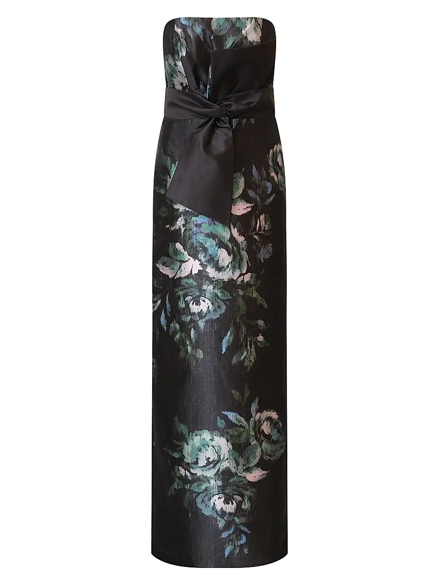 Kay Unger Women's Constance Floral Mikado Column Gown