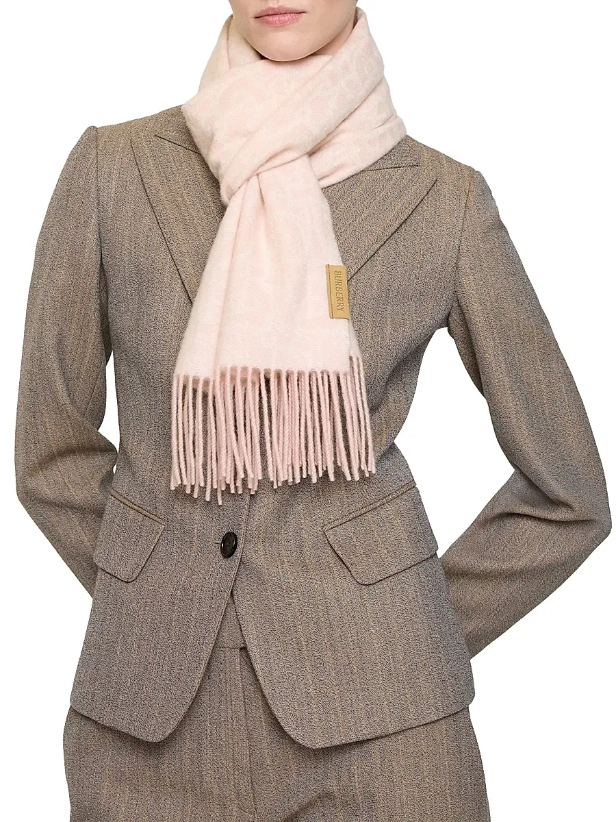 Burberry Women's Anagram Cashmere Scarf - Peony Pink | Thumbnail 3 Burberry Women's Anagram Cashmere Scarf - Peony Pink | Thumbnail 3
