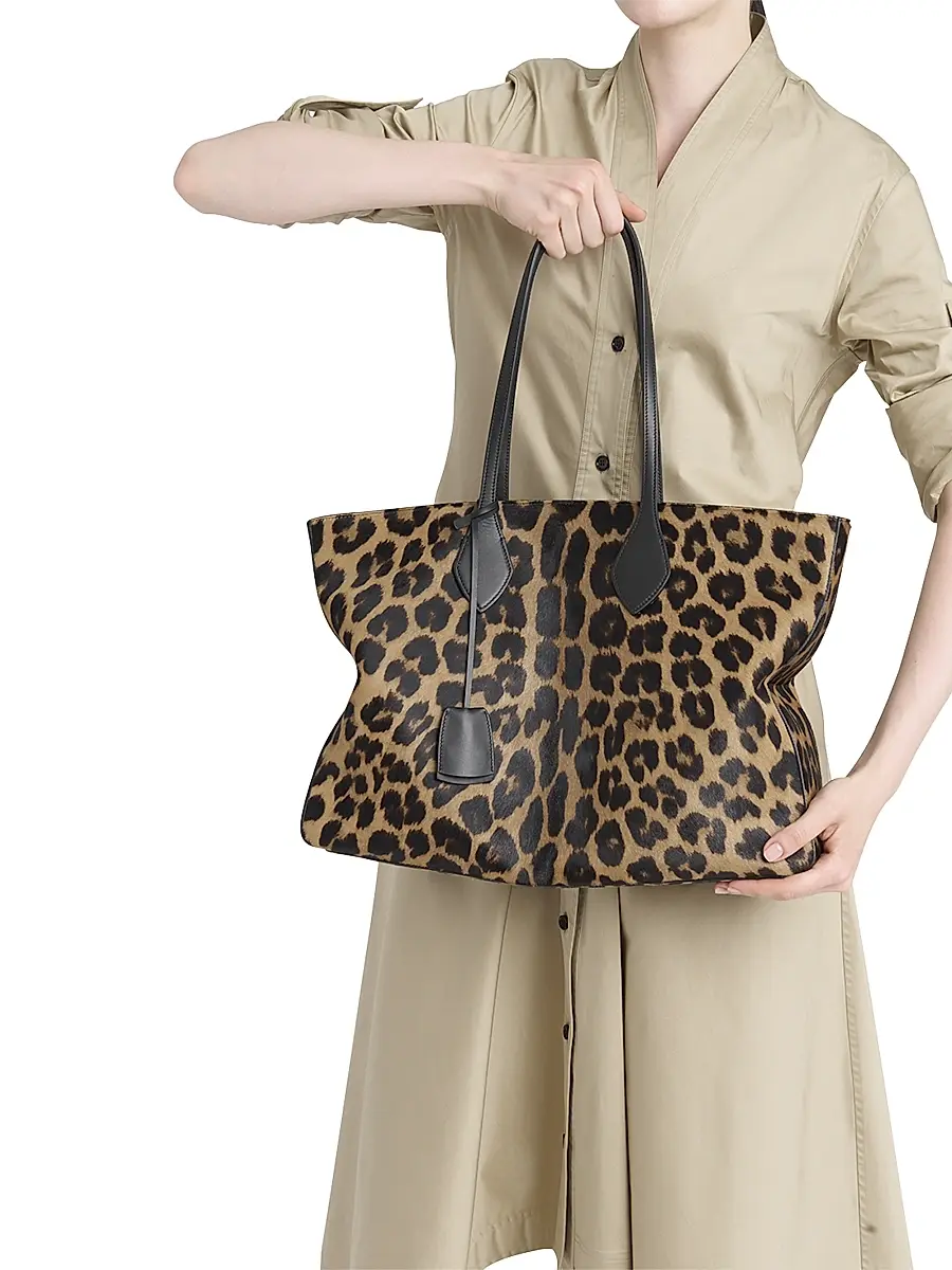 FERRAGAMO Women's Star Leopard-Print Calf Hair Tote Bag - Natural | Thumbnail 2