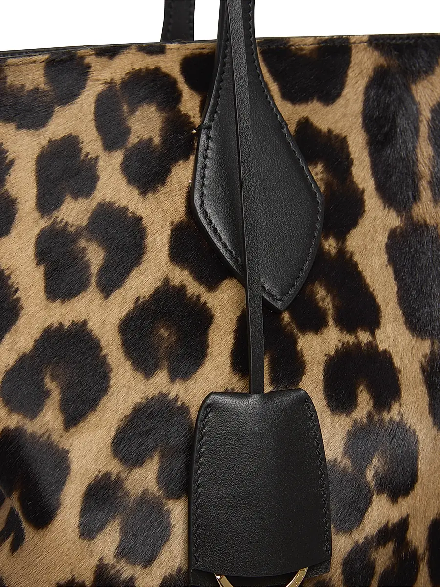 FERRAGAMO Women's Star Leopard-Print Calf Hair Tote Bag - Natural | Thumbnail 4