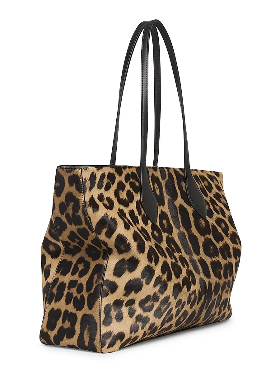 FERRAGAMO Women's Star Leopard-Print Calf Hair Tote Bag - Natural | Thumbnail 5