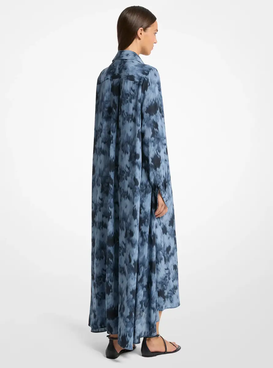 Michael Kors Collection Floral Chiné Silk Crepe De Chine Draped Caftan in Blue | Thumbnail 6 Michael Kors Collection Floral Chiné Silk Crepe De Chine Draped Caftan in Blue | Thumbnail 6