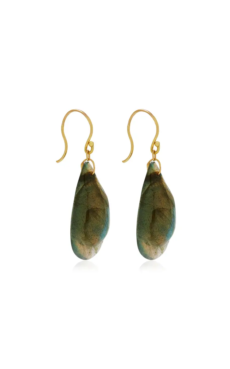 TEN THOUSAND THINGS Droplet 18K Yellow Gold Labradorite Earrings | Thumbnail 3 TEN THOUSAND THINGS Droplet 18K Yellow Gold Labradorite Earrings | Thumbnail 3