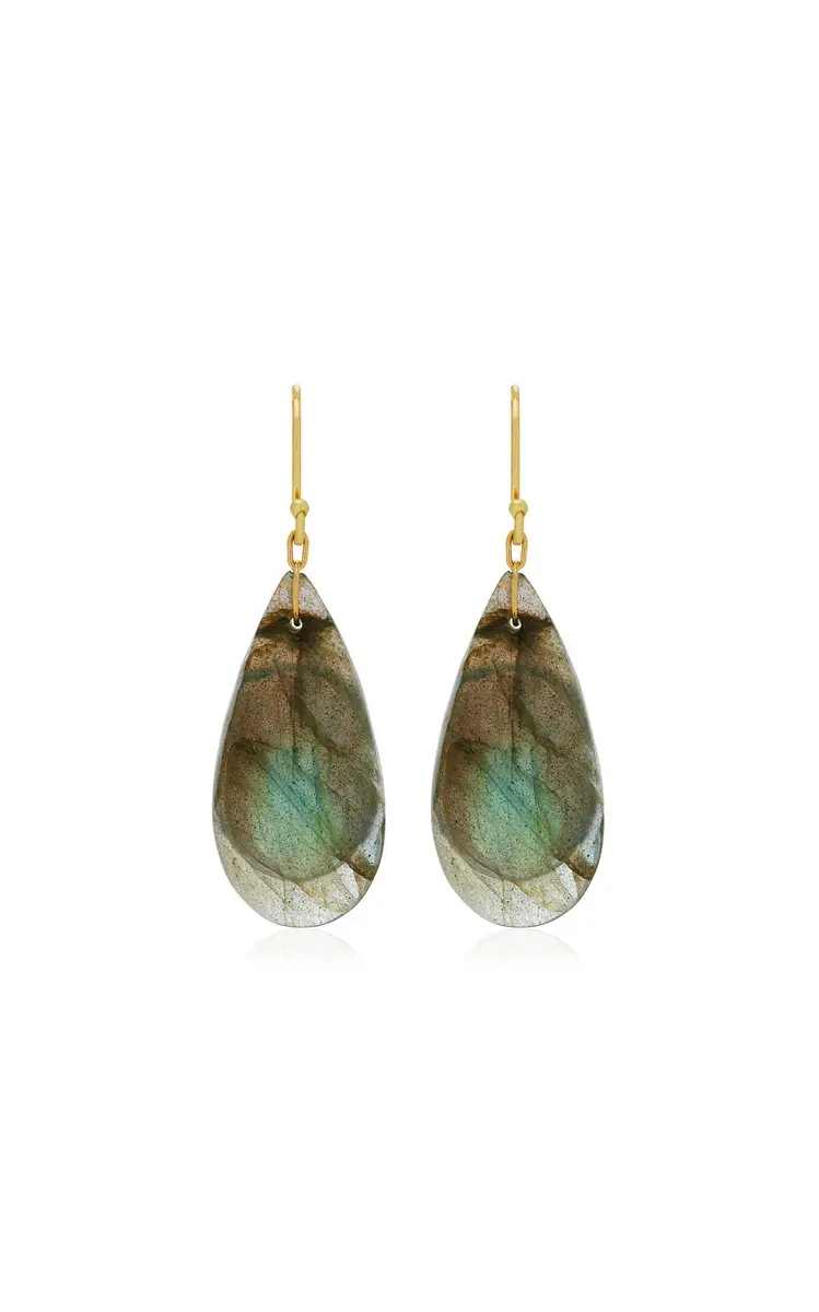TEN THOUSAND THINGS Droplet 18K Yellow Gold Labradorite Earrings | Thumbnail 4 TEN THOUSAND THINGS Droplet 18K Yellow Gold Labradorite Earrings | Thumbnail 4