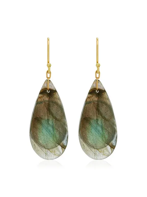 TEN THOUSAND THINGS Droplet 18K Yellow Gold Labradorite Earrings