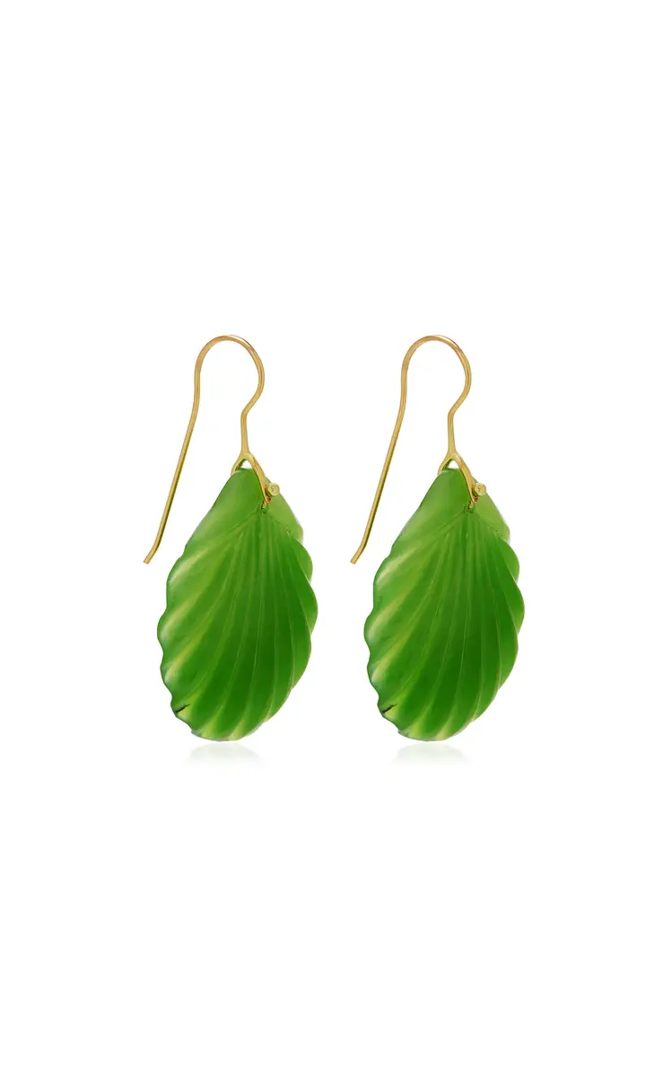 TEN THOUSAND THINGS Fan 18K Yellow Gold Jade Earrings | Thumbnail 3 TEN THOUSAND THINGS Fan 18K Yellow Gold Jade Earrings | Thumbnail 3