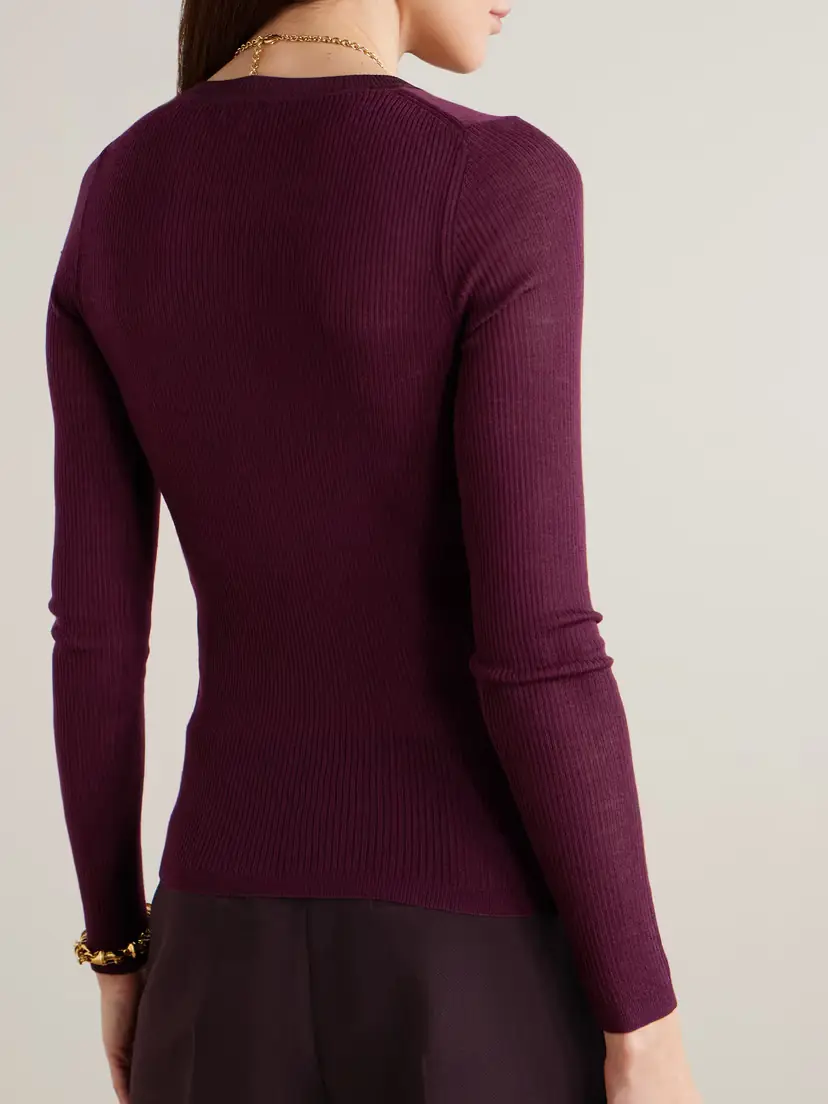 Chloé Silk-trimmed Ribbed Wool Sweater | Thumbnail 3