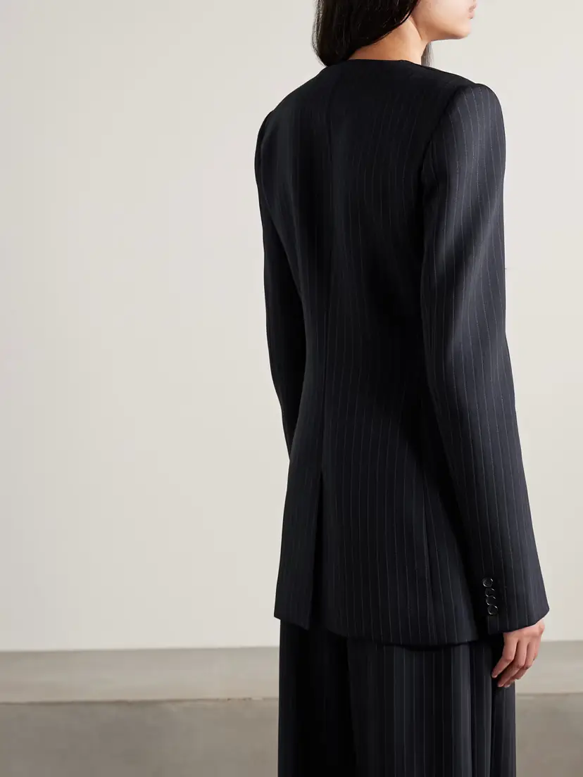 Khaite Naran Pinstriped Herringbone Woven Blazer | Thumbnail 3