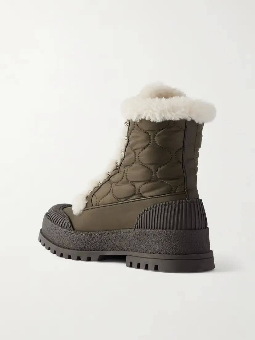 Aquazzura Glacier Shearling-lined Quilted Nylon And Leather Ankle Boots | Thumbnail 3