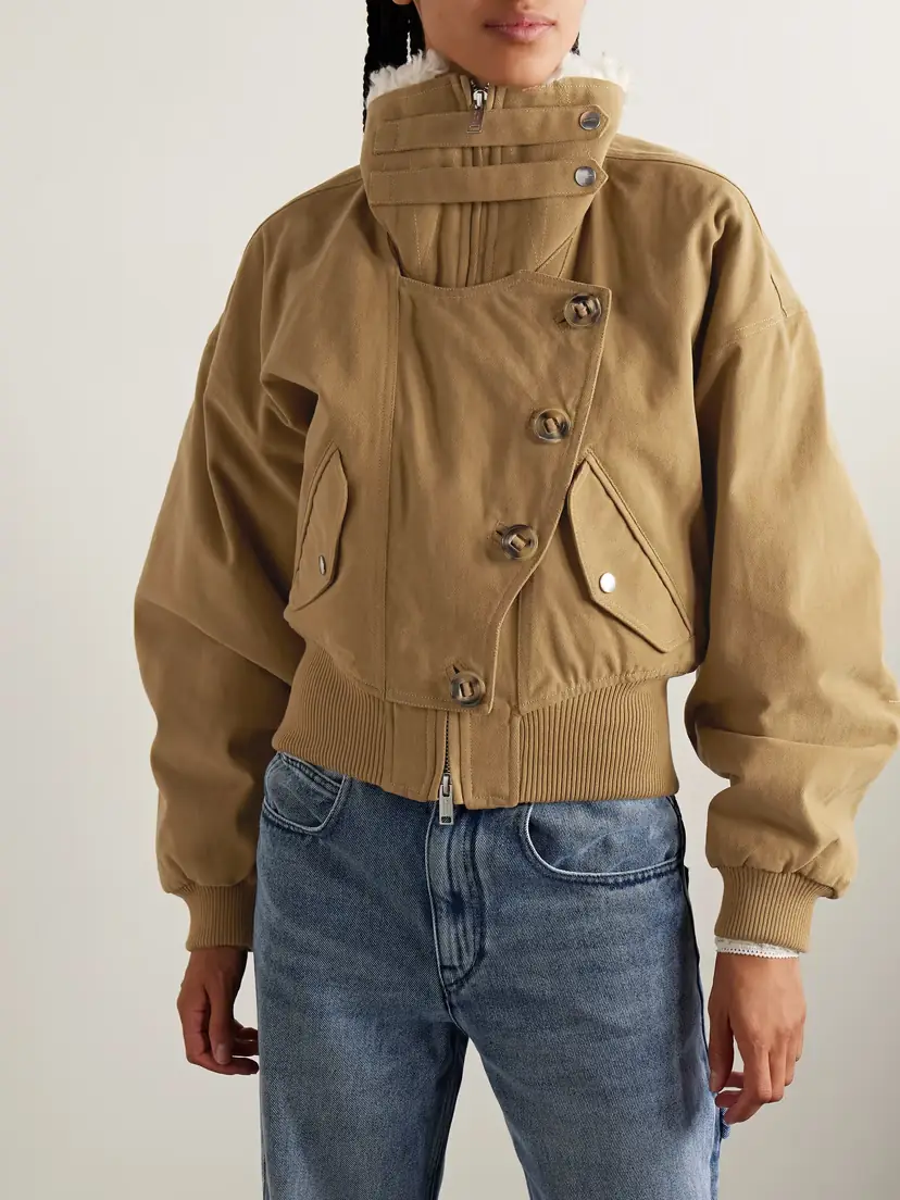 Marant Étoile Oana Fleece-trimmed Cotton-twill Jacket | Thumbnail 3