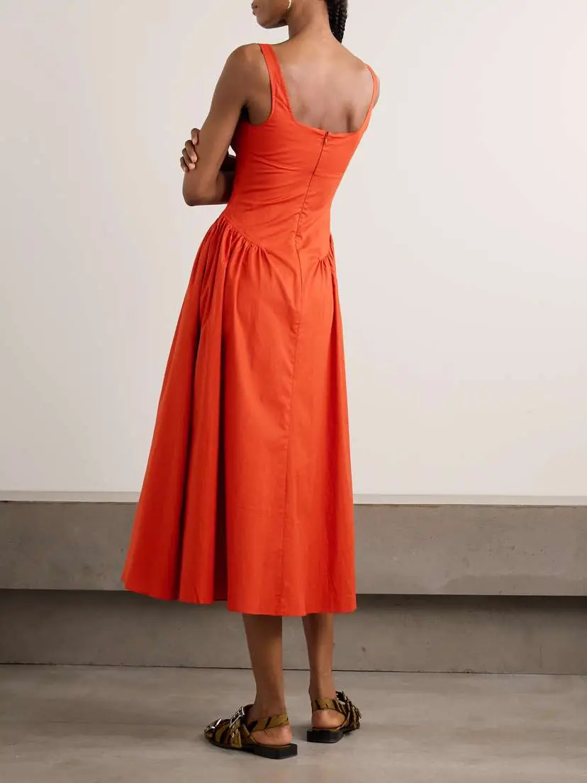 Faithfull Olas Gathered Cotton Midi Dress | Thumbnail 3