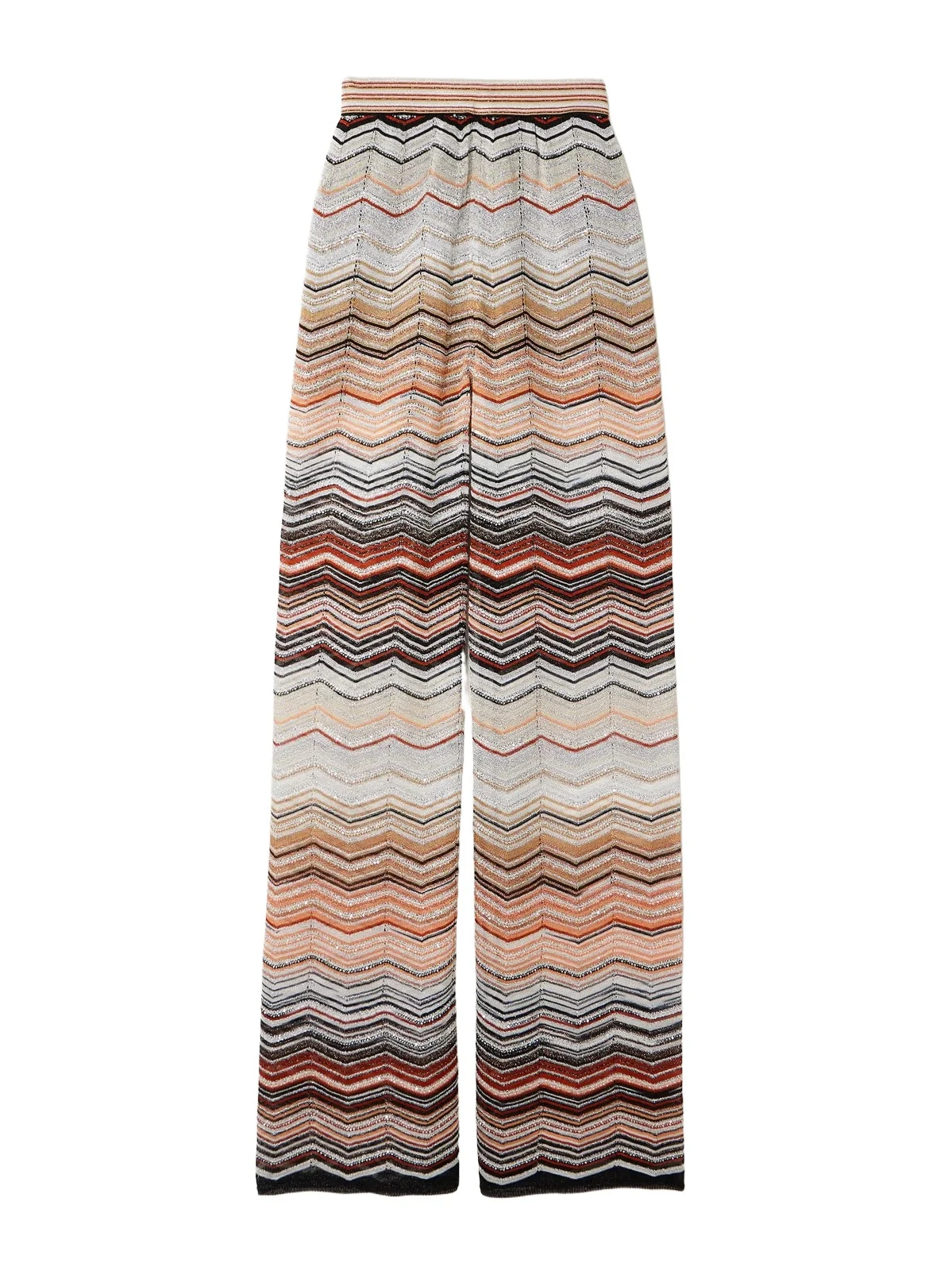 Sequin-embellished Striped Metallic Crochet-knit Wide-leg Pants Sequin-embellished Striped Metallic Crochet-knit Wide-leg Pants