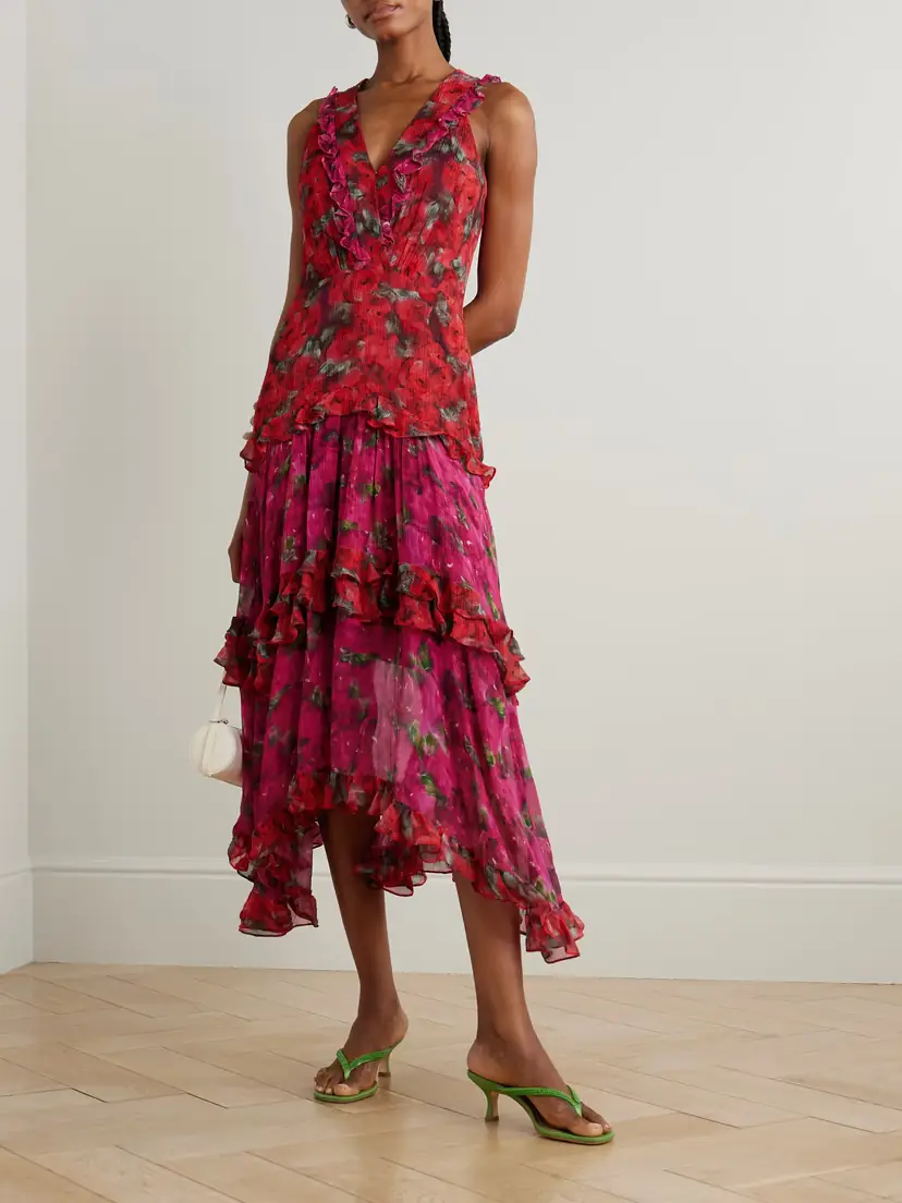 Saloni Jolie Tiered Floral-print Chiffon And Crepon Maxi Dress | Thumbnail 2 Saloni Jolie Tiered Floral-print Chiffon And Crepon Maxi Dress | Thumbnail 2
