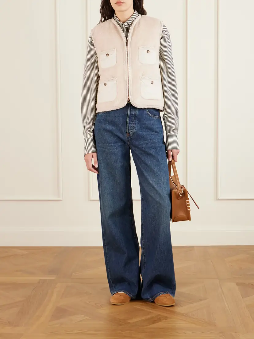 Moncler Mimosas Shell-trimmed Fleece Down Vest | Thumbnail 2 Moncler Mimosas Shell-trimmed Fleece Down Vest | Thumbnail 2