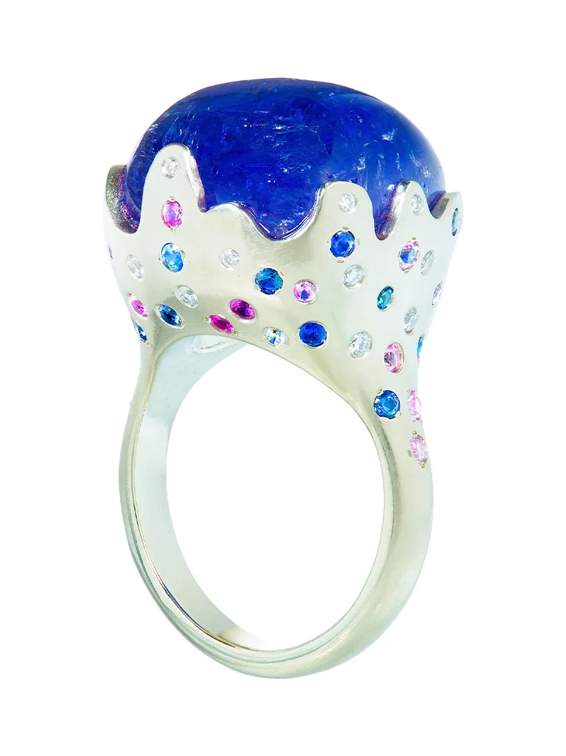 GuitaM Blue Tanzanite Flame Ring