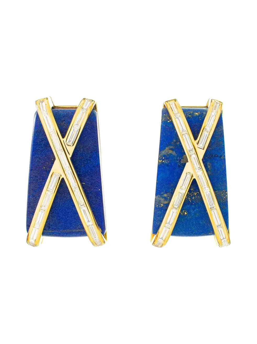 Lapis Lazuli And White Diamond X Earrings Lapis Lazuli And White Diamond X Earrings