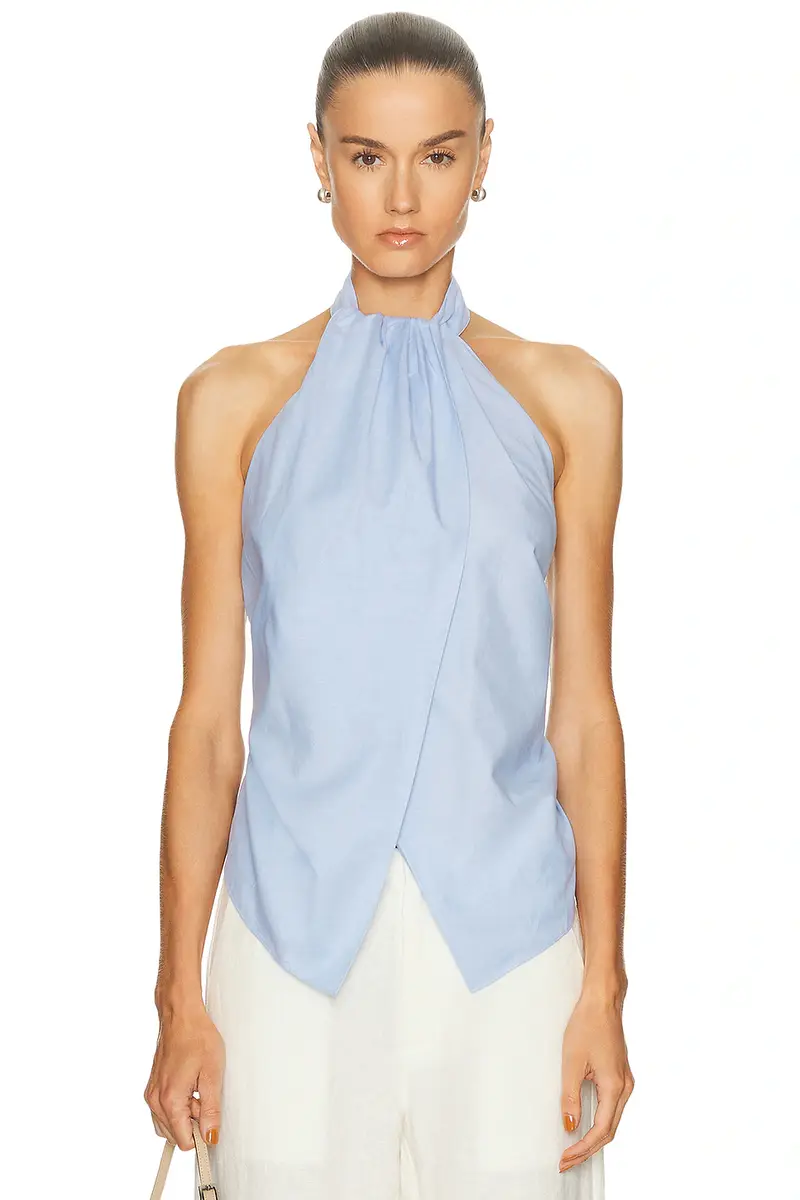 Oxford Halter Tie Back Top
