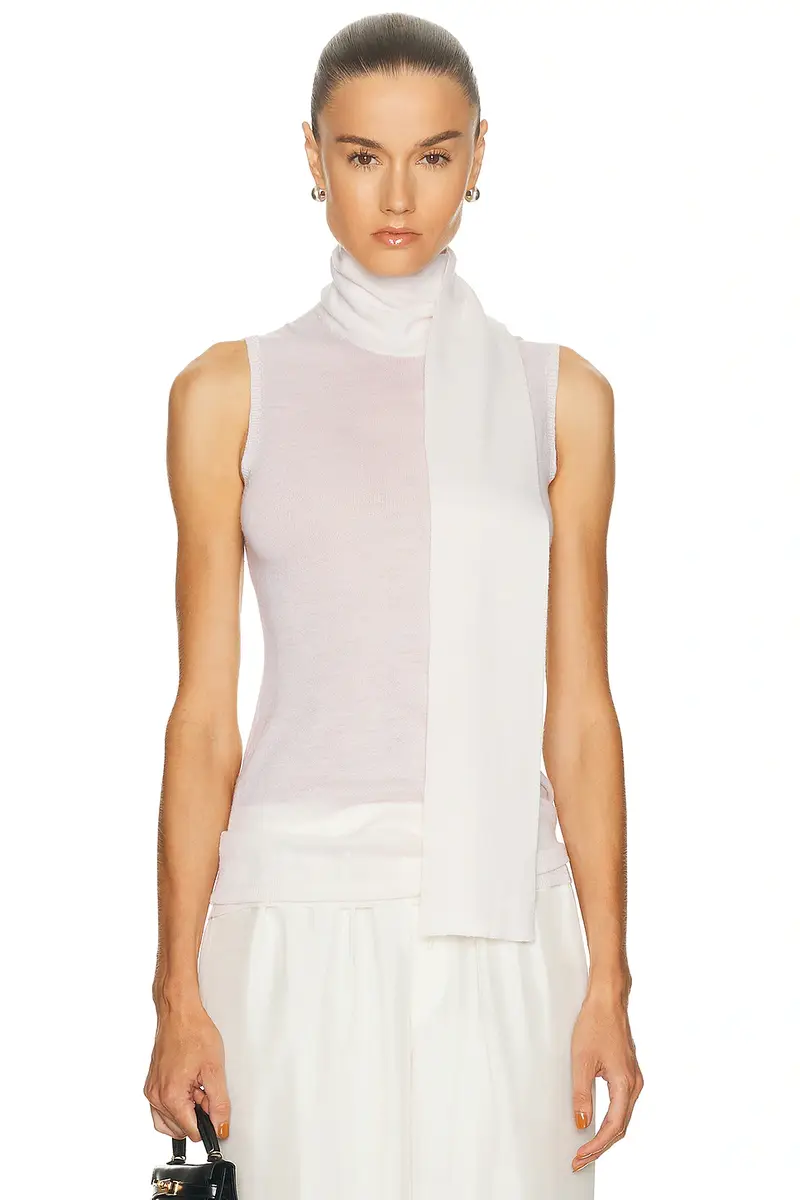 ENZA COSTA Tissue Cashmere Sleeveless Scarf Sweater