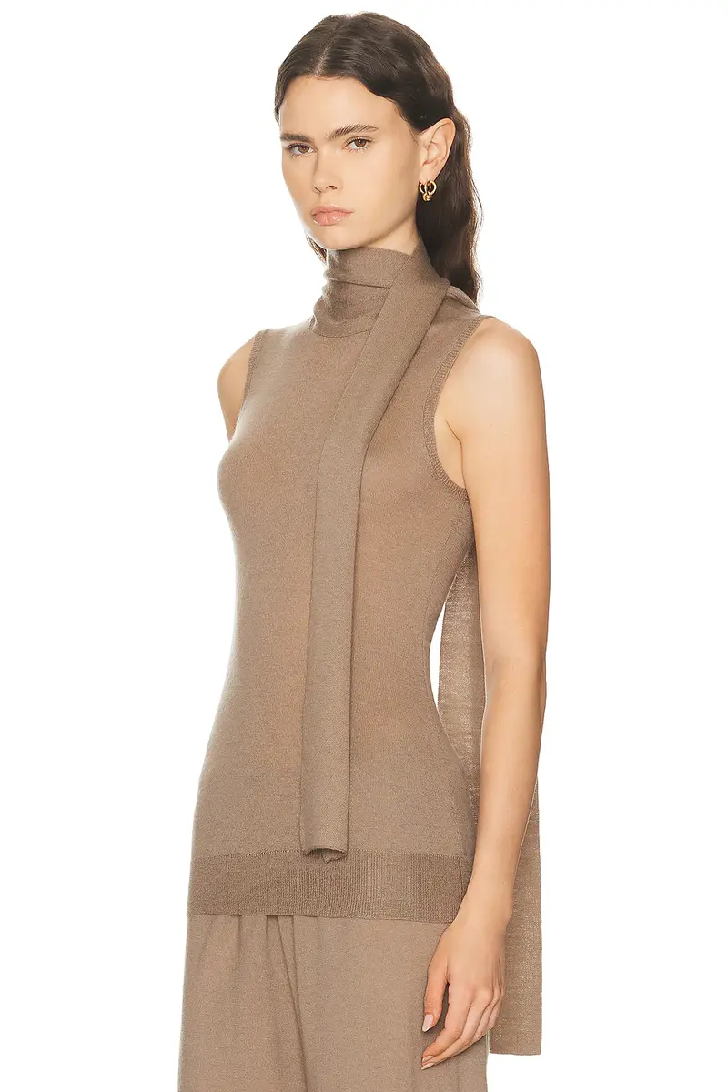 ENZA COSTA Tissue Cashmere Sleeveless Scarf Sweater | Thumbnail 3