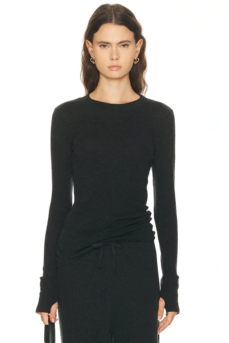 ENZA COSTA Cashmere Easy Cuffed Crewneck Sweater
